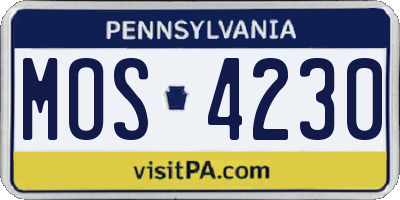 PA license plate MOS4230