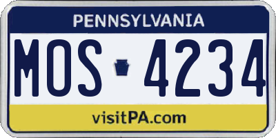 PA license plate MOS4234