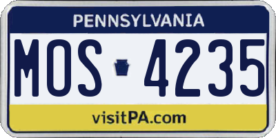 PA license plate MOS4235
