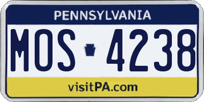 PA license plate MOS4238
