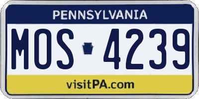 PA license plate MOS4239