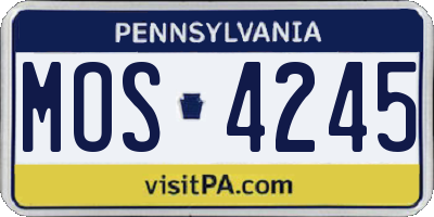 PA license plate MOS4245