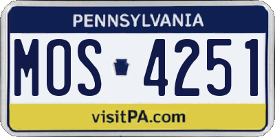 PA license plate MOS4251
