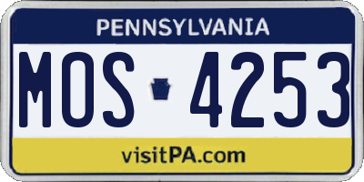PA license plate MOS4253