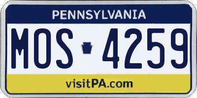 PA license plate MOS4259