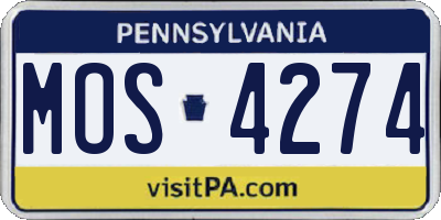 PA license plate MOS4274