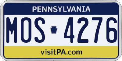 PA license plate MOS4276