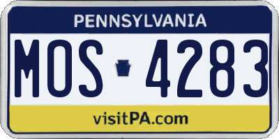 PA license plate MOS4283