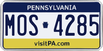 PA license plate MOS4285