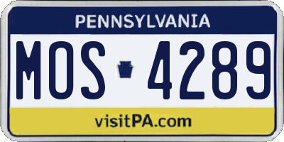 PA license plate MOS4289