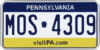 PA license plate MOS4309
