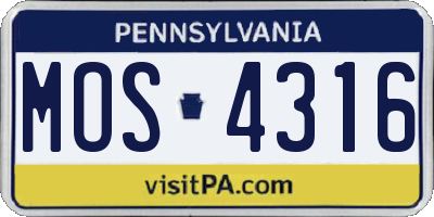 PA license plate MOS4316