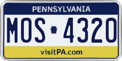 PA license plate MOS4320