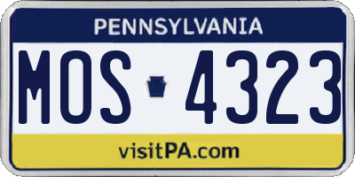 PA license plate MOS4323