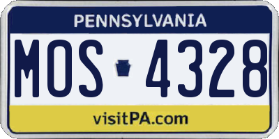 PA license plate MOS4328