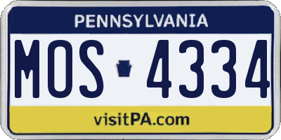 PA license plate MOS4334