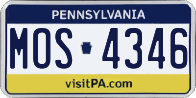 PA license plate MOS4346