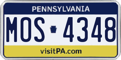 PA license plate MOS4348