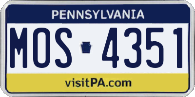 PA license plate MOS4351