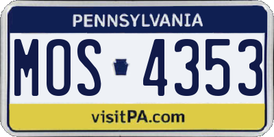 PA license plate MOS4353