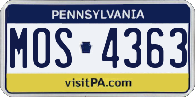 PA license plate MOS4363