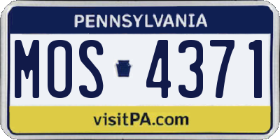 PA license plate MOS4371
