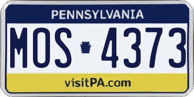 PA license plate MOS4373
