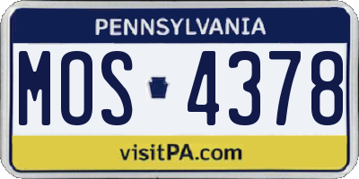 PA license plate MOS4378