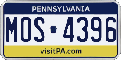 PA license plate MOS4396