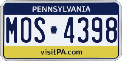 PA license plate MOS4398