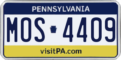 PA license plate MOS4409