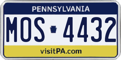 PA license plate MOS4432