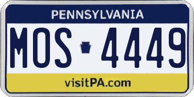 PA license plate MOS4449