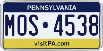 PA license plate MOS4538