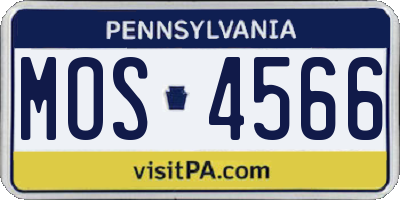 PA license plate MOS4566