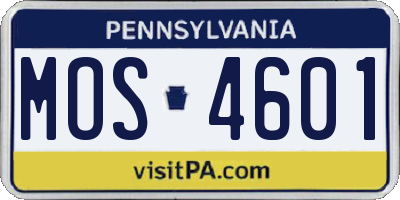 PA license plate MOS4601