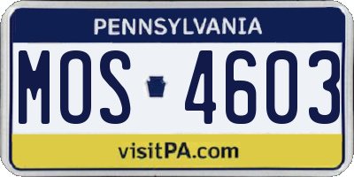PA license plate MOS4603