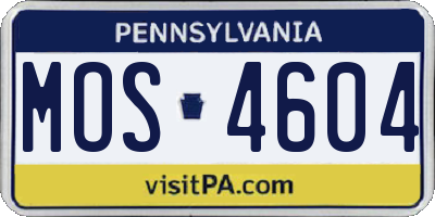 PA license plate MOS4604