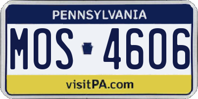 PA license plate MOS4606