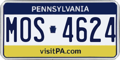 PA license plate MOS4624