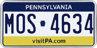 PA license plate MOS4634