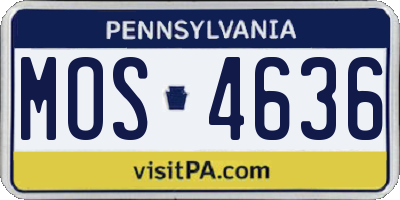 PA license plate MOS4636