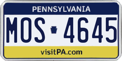 PA license plate MOS4645