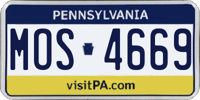 PA license plate MOS4669