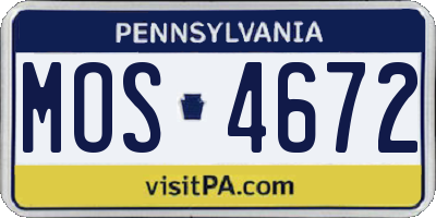 PA license plate MOS4672