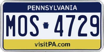 PA license plate MOS4729
