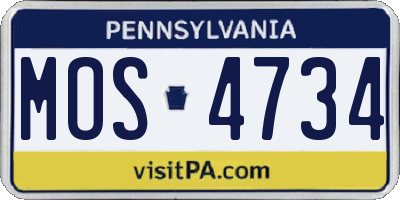 PA license plate MOS4734