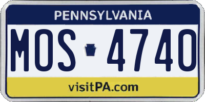 PA license plate MOS4740