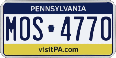 PA license plate MOS4770