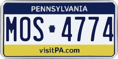 PA license plate MOS4774